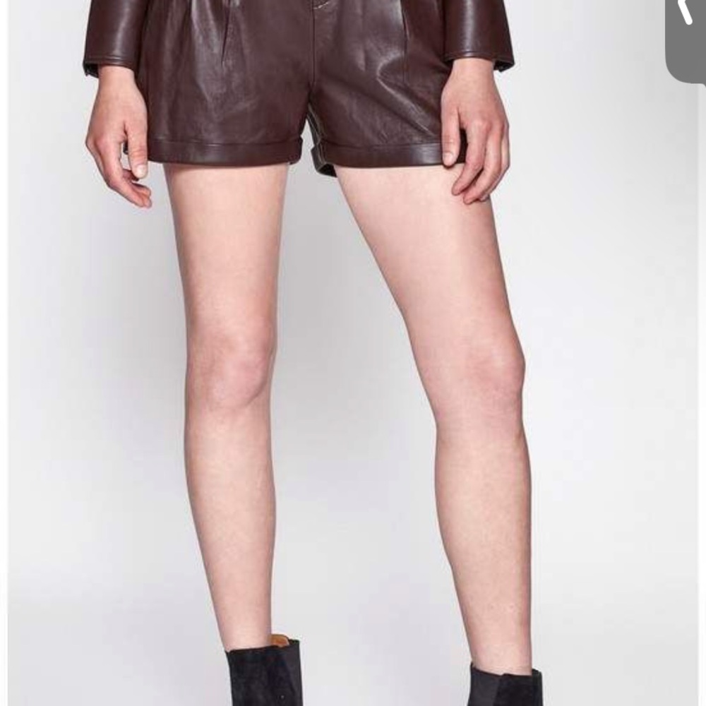 NWT Equipment Breeta Brown leather shorts - Picture 2 of 5